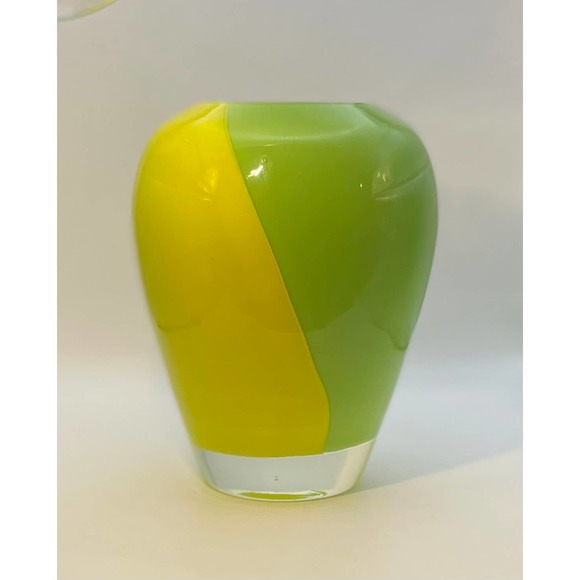 Canary Yellow & Lime Green Oval Shaped Cased Vase by Gorgeous Designs - Picture 3 of 8